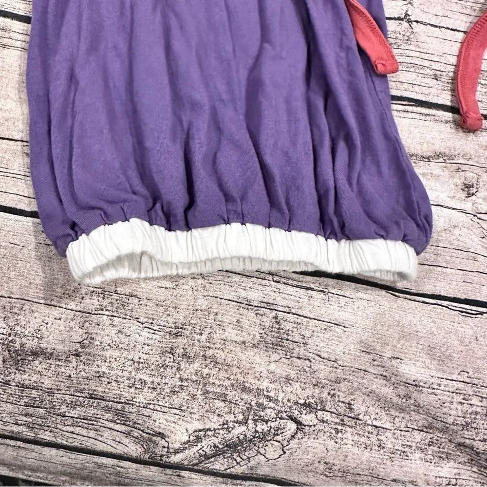 Kate Quinn Organic Purple Baby Gown and Red Hat with Chin Straps & Ears Size 0-3